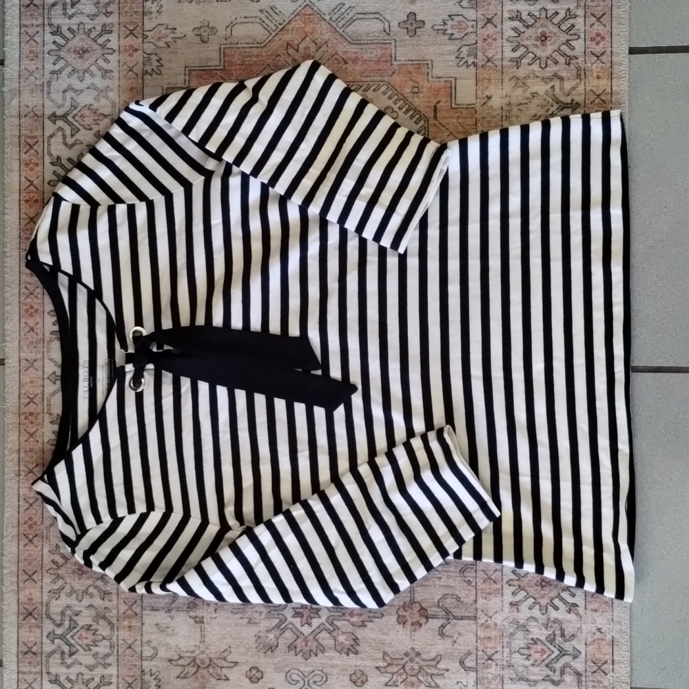Talbot's 3/4 Sleeve Striped Cotton Top